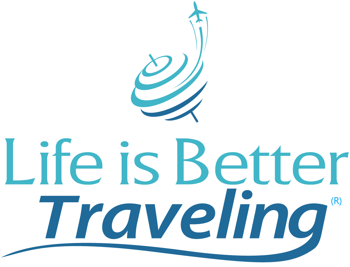 Life is Better Traveling Logo with (R) crop the tag line